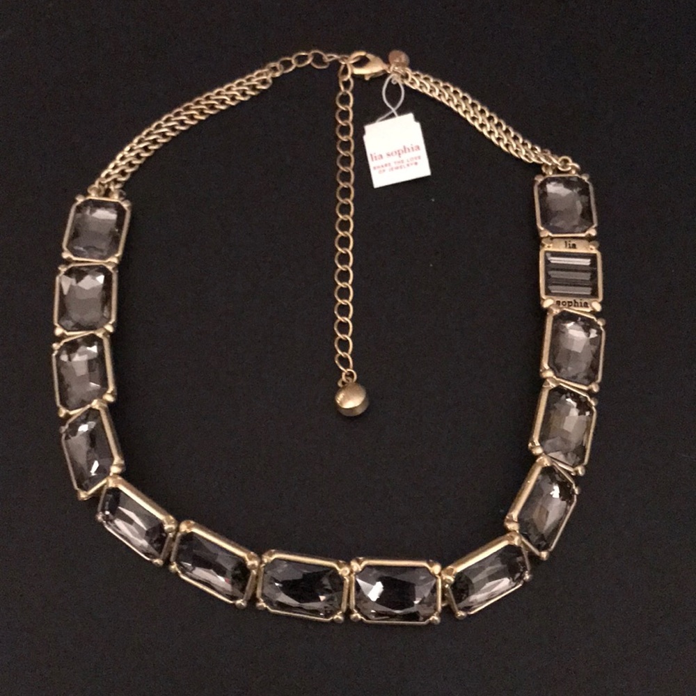 Lia Sophia gold and black rhinestone necklace
